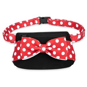 Disney Parks Exclusive Minnie Mouse Fanny Pack Black With Red Bow EUC